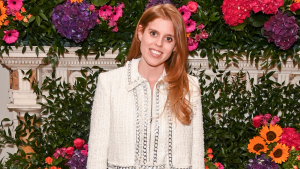 Princess Beatrice just stepped out in a white mini dress and bright blue heels